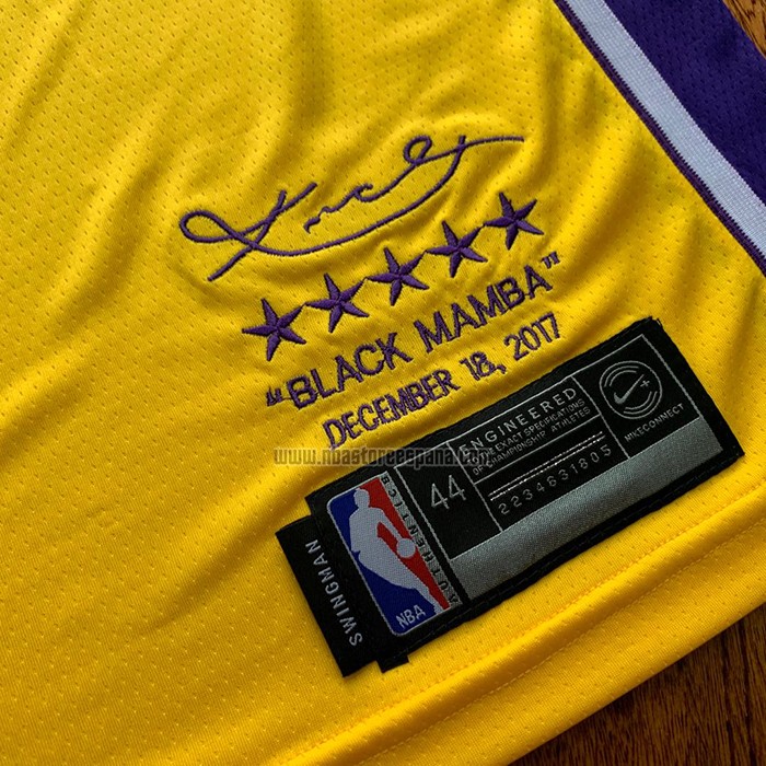 Camiseta Los Angeles Lakers Kobe Bryant NO 24 Retirement 2017-2018 Amarillo
